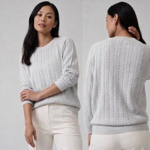 Athleta Metallic Crossroads Crew Cable Knit Sweater PTP 21